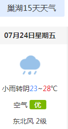 巢湖天气预报