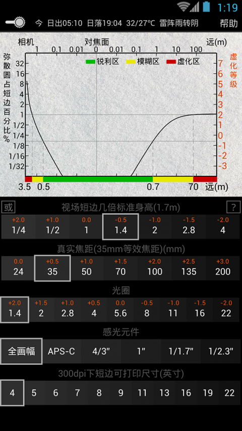 景深计算器