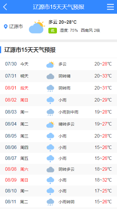 辽源市天气